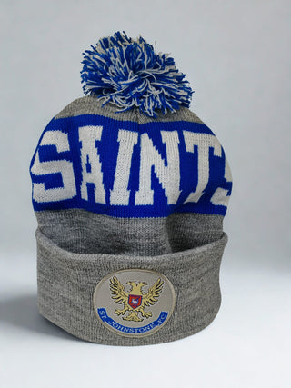 SAINTS Bobble Beanie Hat Grey